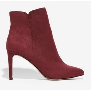 Express Dressy Heeled Booties in Red